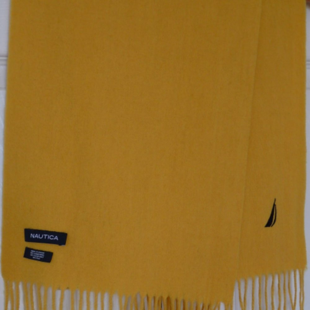 100% Lambswool Plain Scarf by Nautica - Yellow